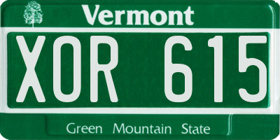 VT license plate XOR615