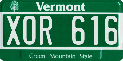 VT license plate XOR616