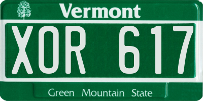 VT license plate XOR617