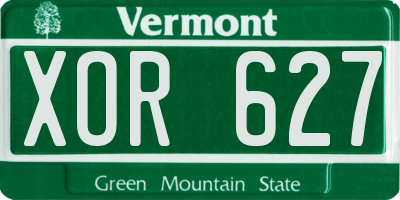 VT license plate XOR627