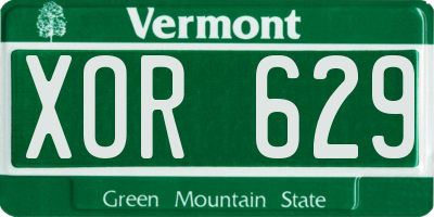 VT license plate XOR629