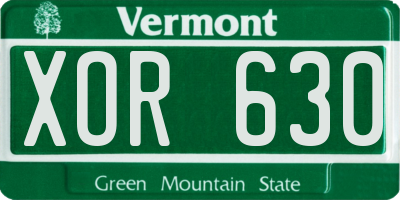 VT license plate XOR630