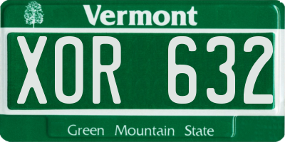 VT license plate XOR632