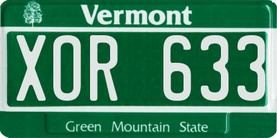 VT license plate XOR633