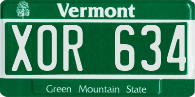 VT license plate XOR634