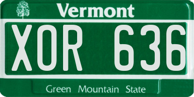 VT license plate XOR636