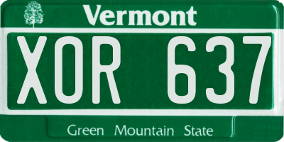 VT license plate XOR637