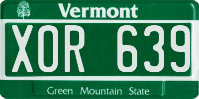 VT license plate XOR639
