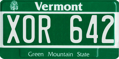 VT license plate XOR642