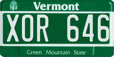 VT license plate XOR646