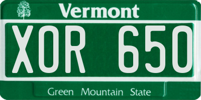 VT license plate XOR650
