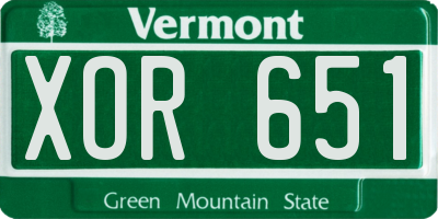 VT license plate XOR651