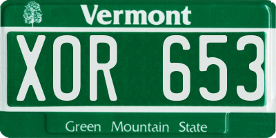 VT license plate XOR653