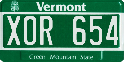 VT license plate XOR654