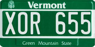 VT license plate XOR655