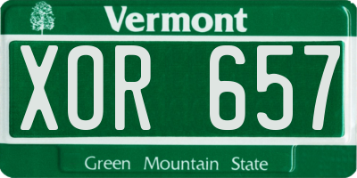 VT license plate XOR657