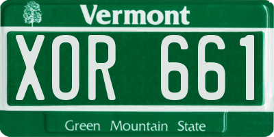 VT license plate XOR661