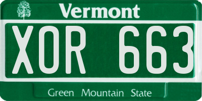 VT license plate XOR663