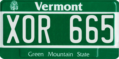 VT license plate XOR665