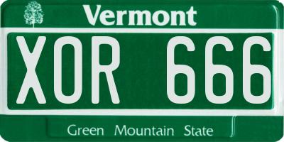 VT license plate XOR666