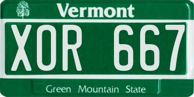 VT license plate XOR667