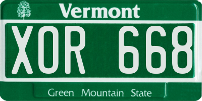 VT license plate XOR668