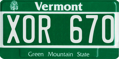 VT license plate XOR670
