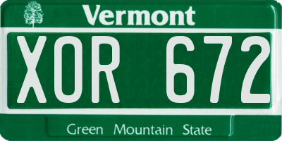VT license plate XOR672