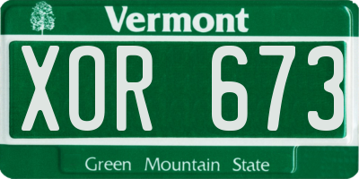 VT license plate XOR673