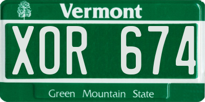 VT license plate XOR674