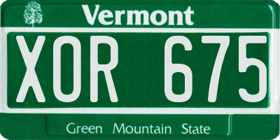 VT license plate XOR675