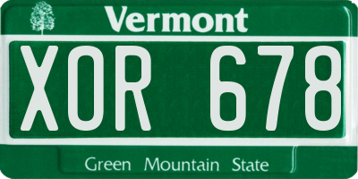 VT license plate XOR678