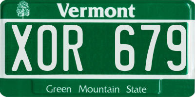 VT license plate XOR679