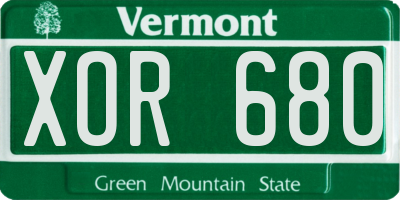 VT license plate XOR680