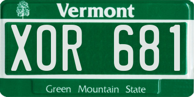 VT license plate XOR681