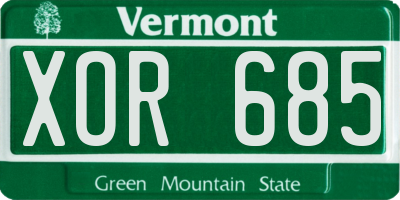 VT license plate XOR685