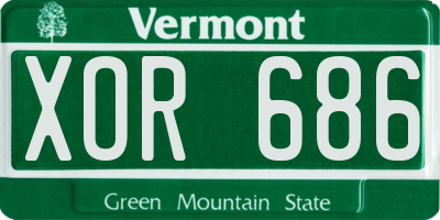 VT license plate XOR686