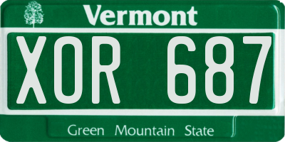 VT license plate XOR687