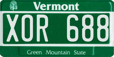 VT license plate XOR688