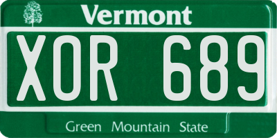 VT license plate XOR689