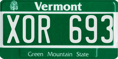 VT license plate XOR693