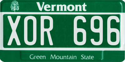 VT license plate XOR696