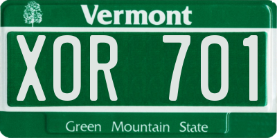 VT license plate XOR701
