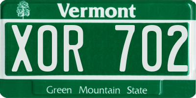 VT license plate XOR702