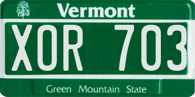 VT license plate XOR703