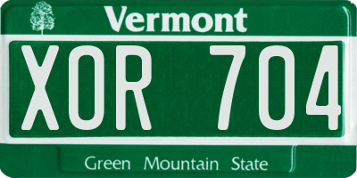 VT license plate XOR704