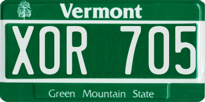 VT license plate XOR705