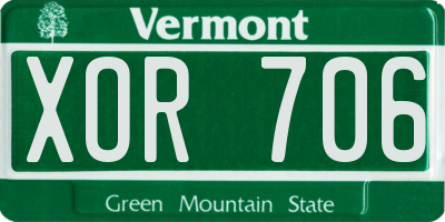 VT license plate XOR706