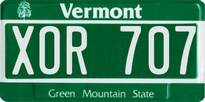 VT license plate XOR707