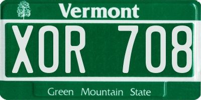 VT license plate XOR708
